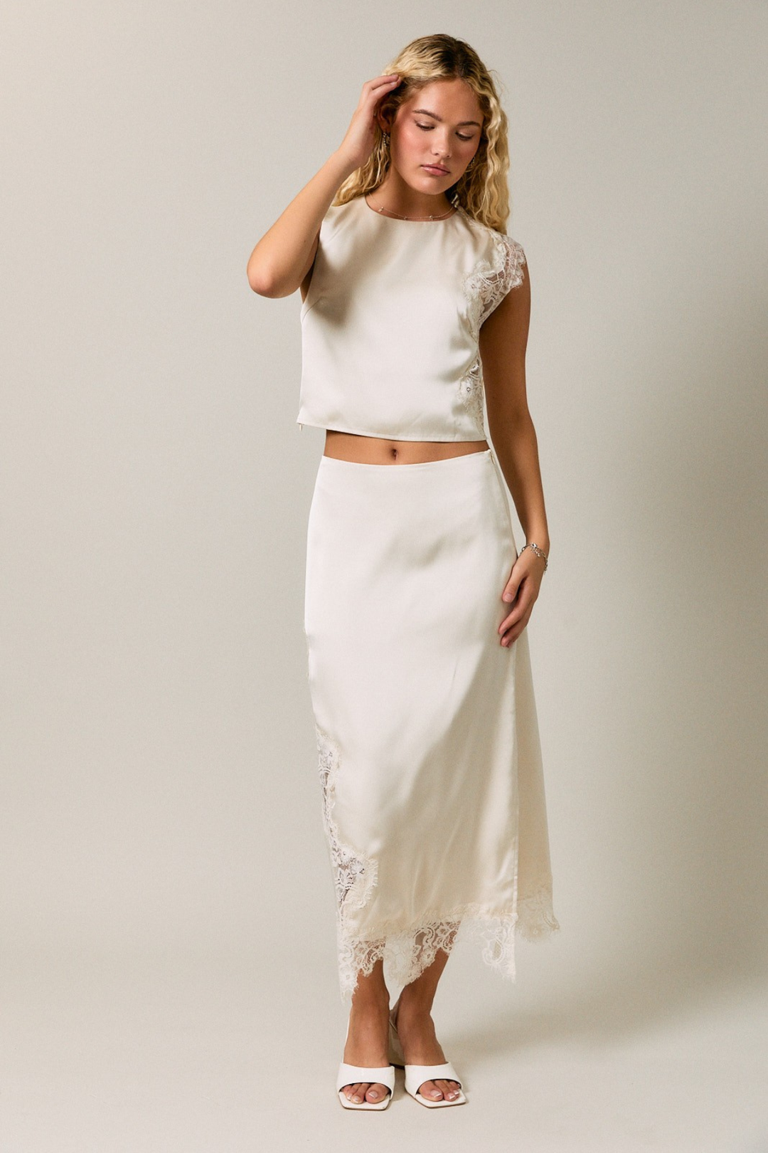 Lace Trim Top - Cream