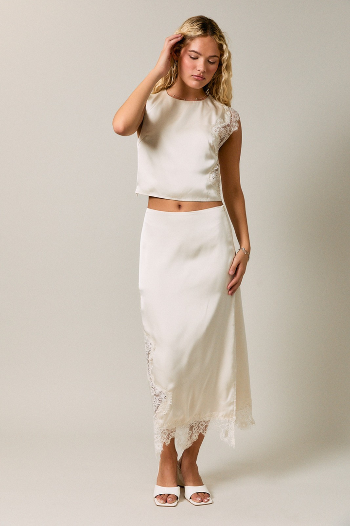 Lace Trim Top - Cream