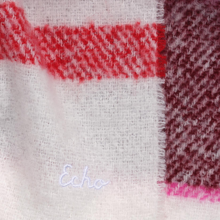 ECHO | Buzzy Plaid Scarf- Red