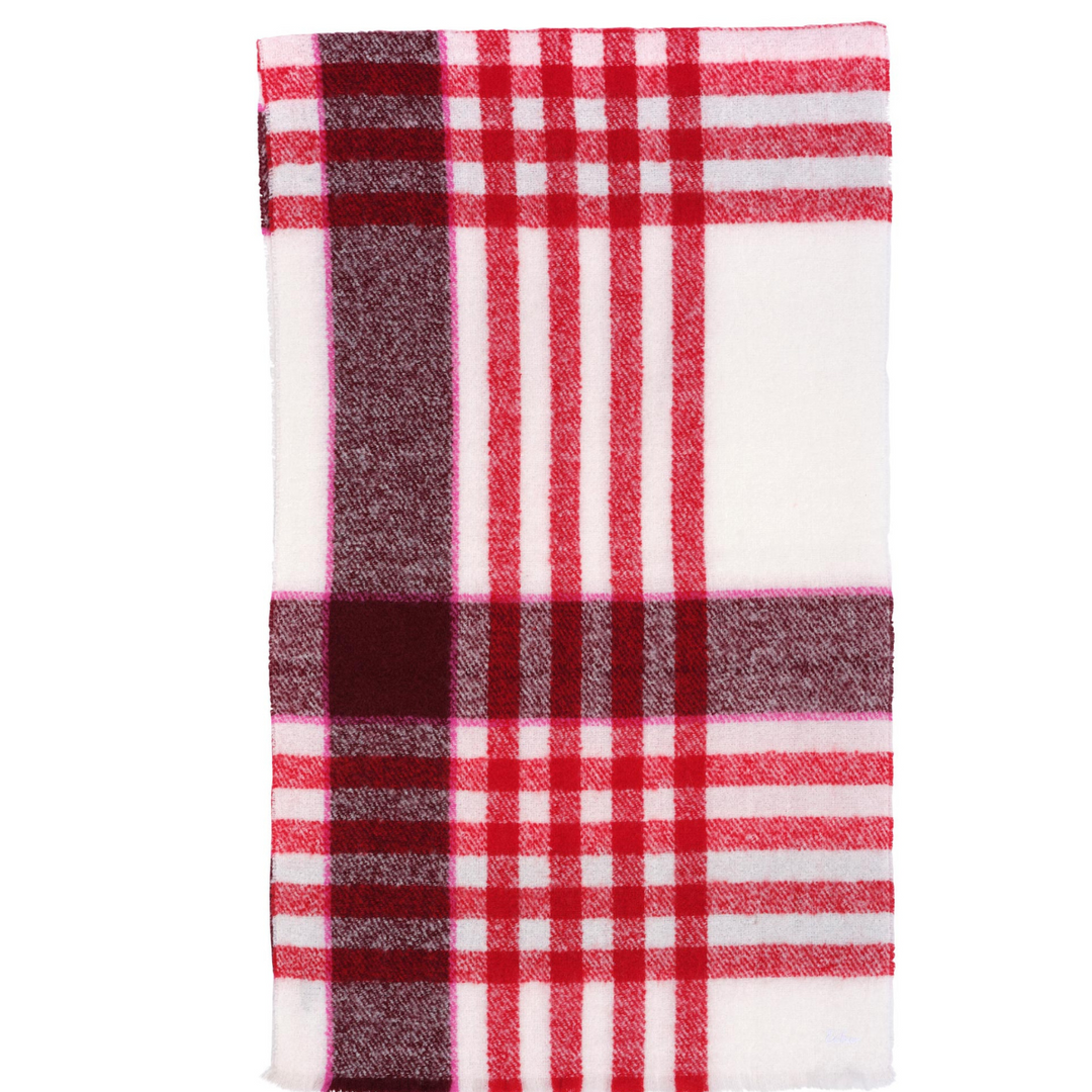 ECHO | Buzzy Plaid Scarf- Red