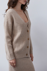 2PC BRUSHED RIBBED SWEATER DRESS SET