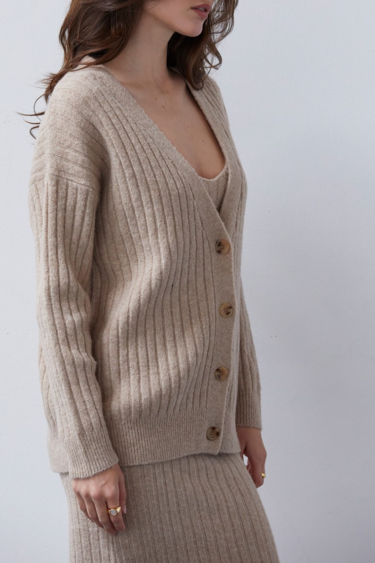 2PC BRUSHED RIBBED SWEATER DRESS SET
