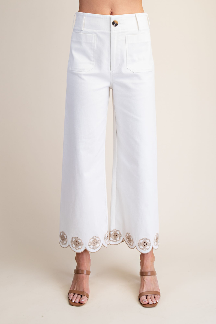 Colette Scallop Pants - White