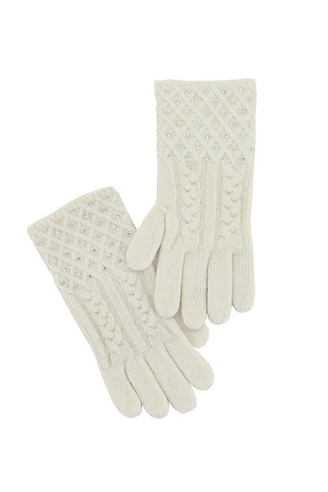 White Cable Knit Sparkle Gloves