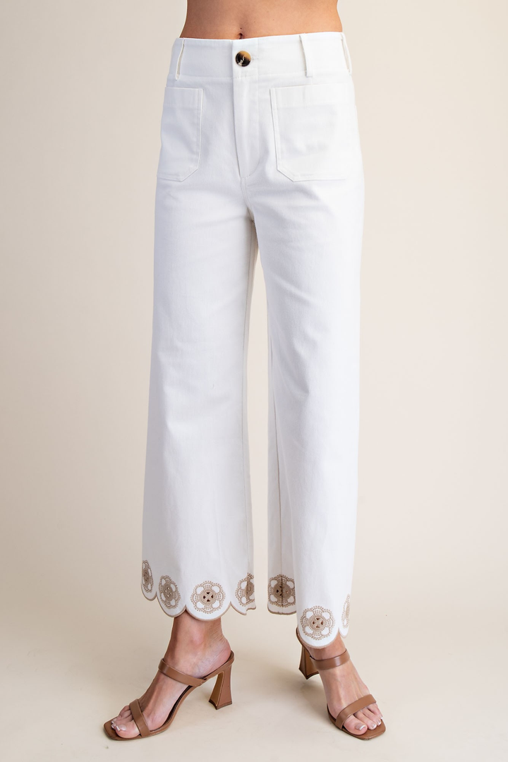Colette Scallop Pants - White