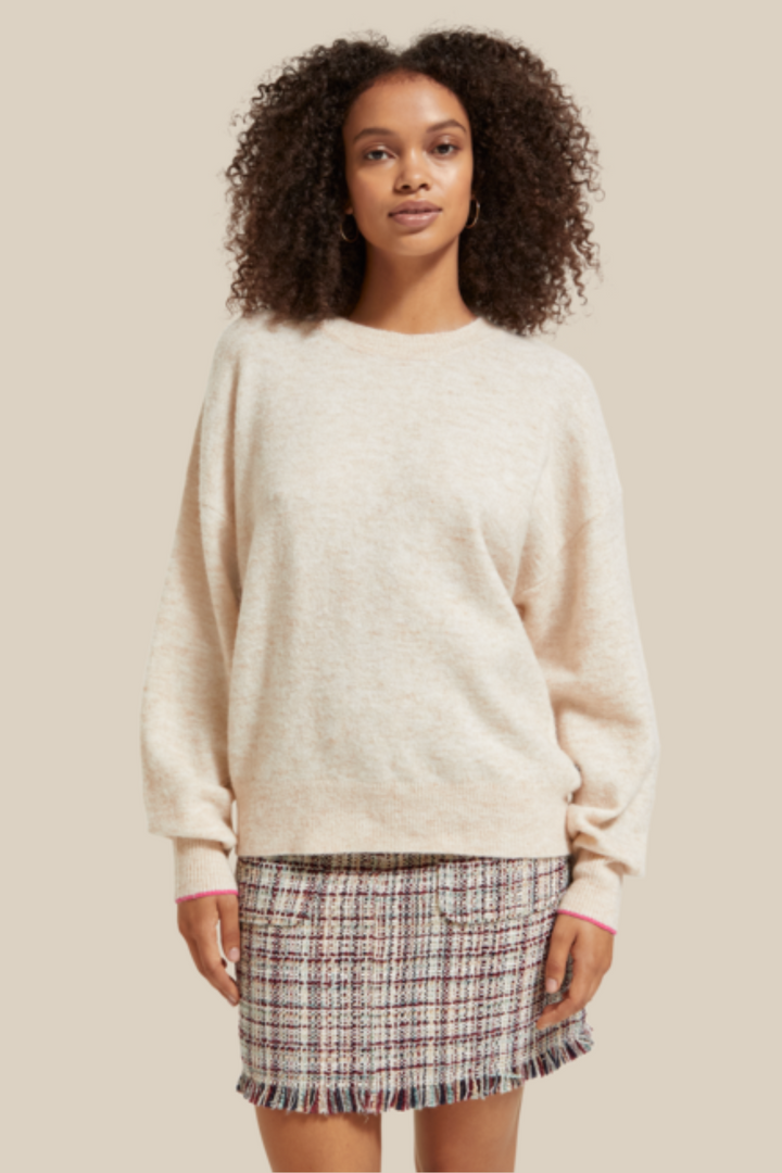 SCOTCH & SODA | Fuzzy Crew Pullover-Sand