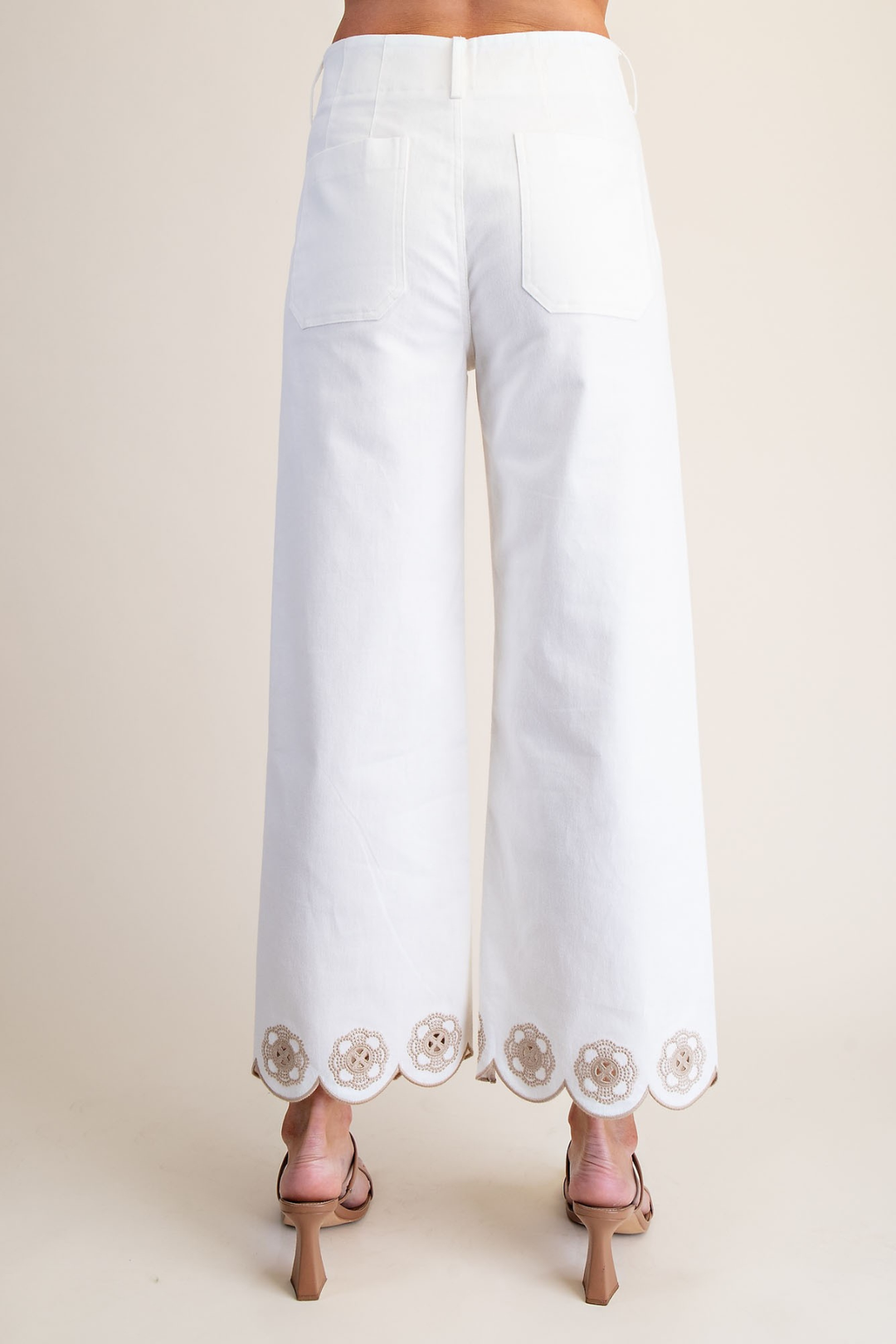Colette Scallop Pants - White