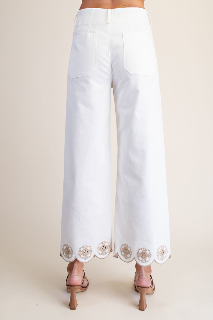 Colette Scallop Pants - White