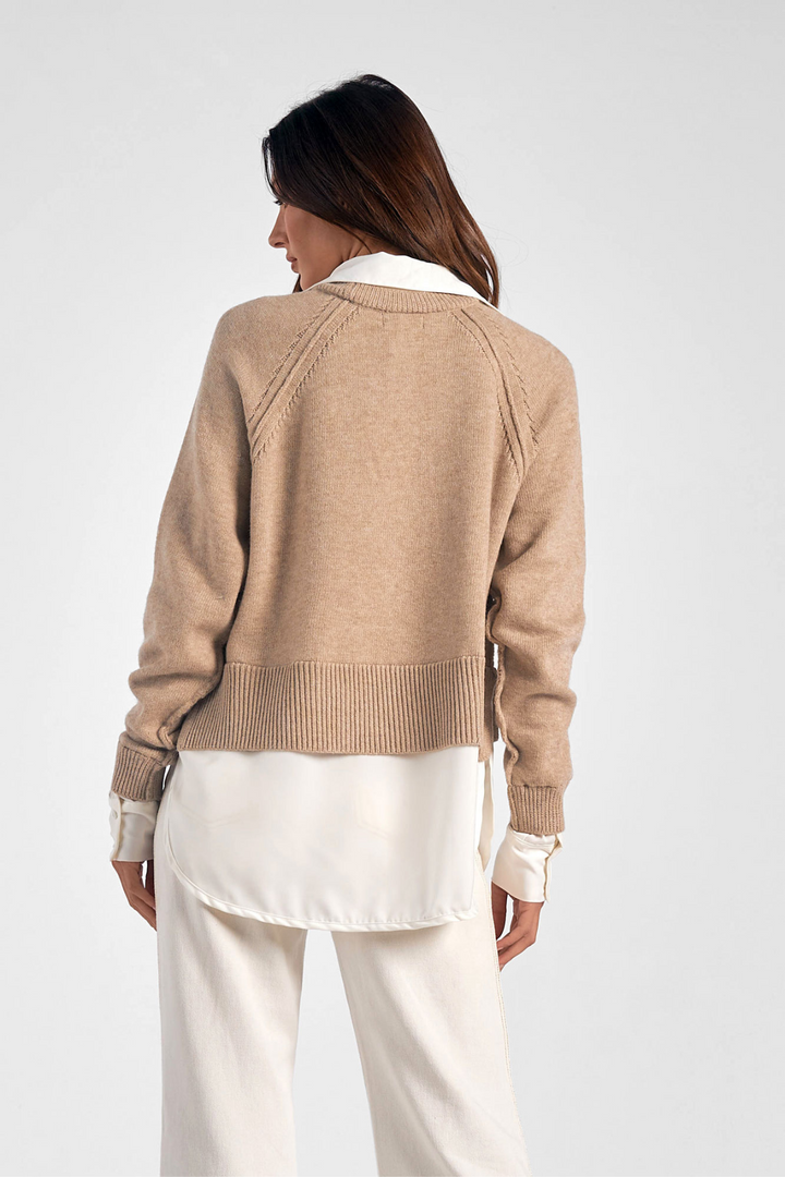 Marlena Contrast Top- Taupe