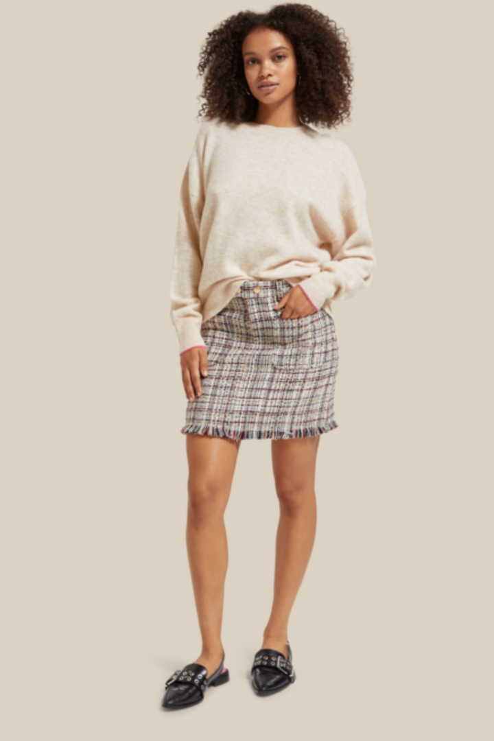 SCOTCH & SODA | Fuzzy Crew Pullover-Sand