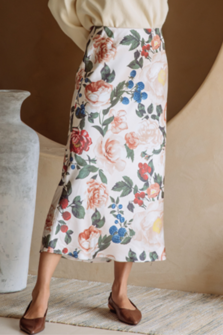 Fall Floral Midi Skirt