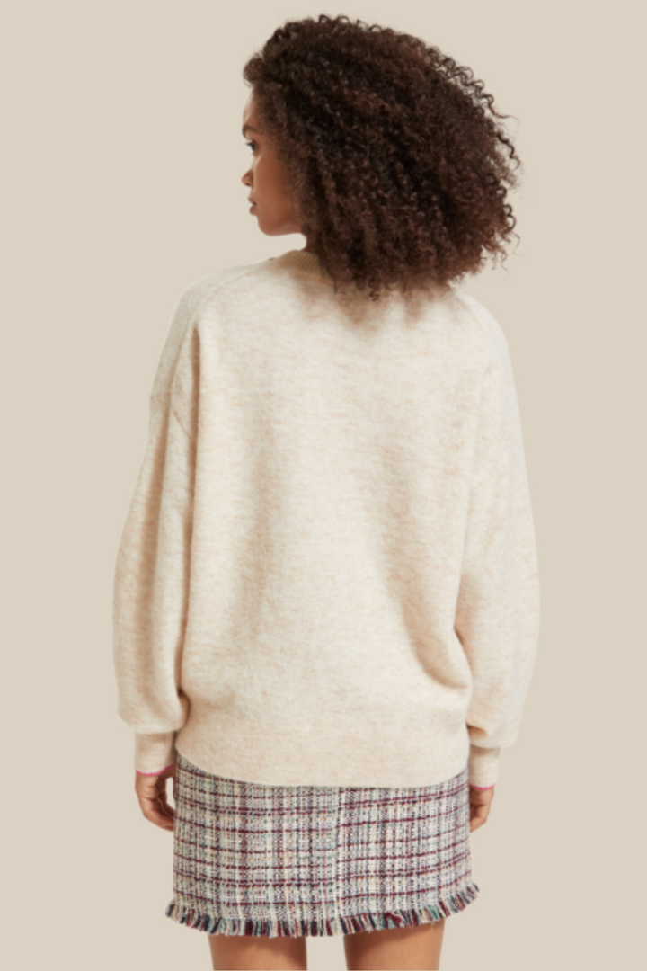 SCOTCH & SODA | Fuzzy Crew Pullover-Sand
