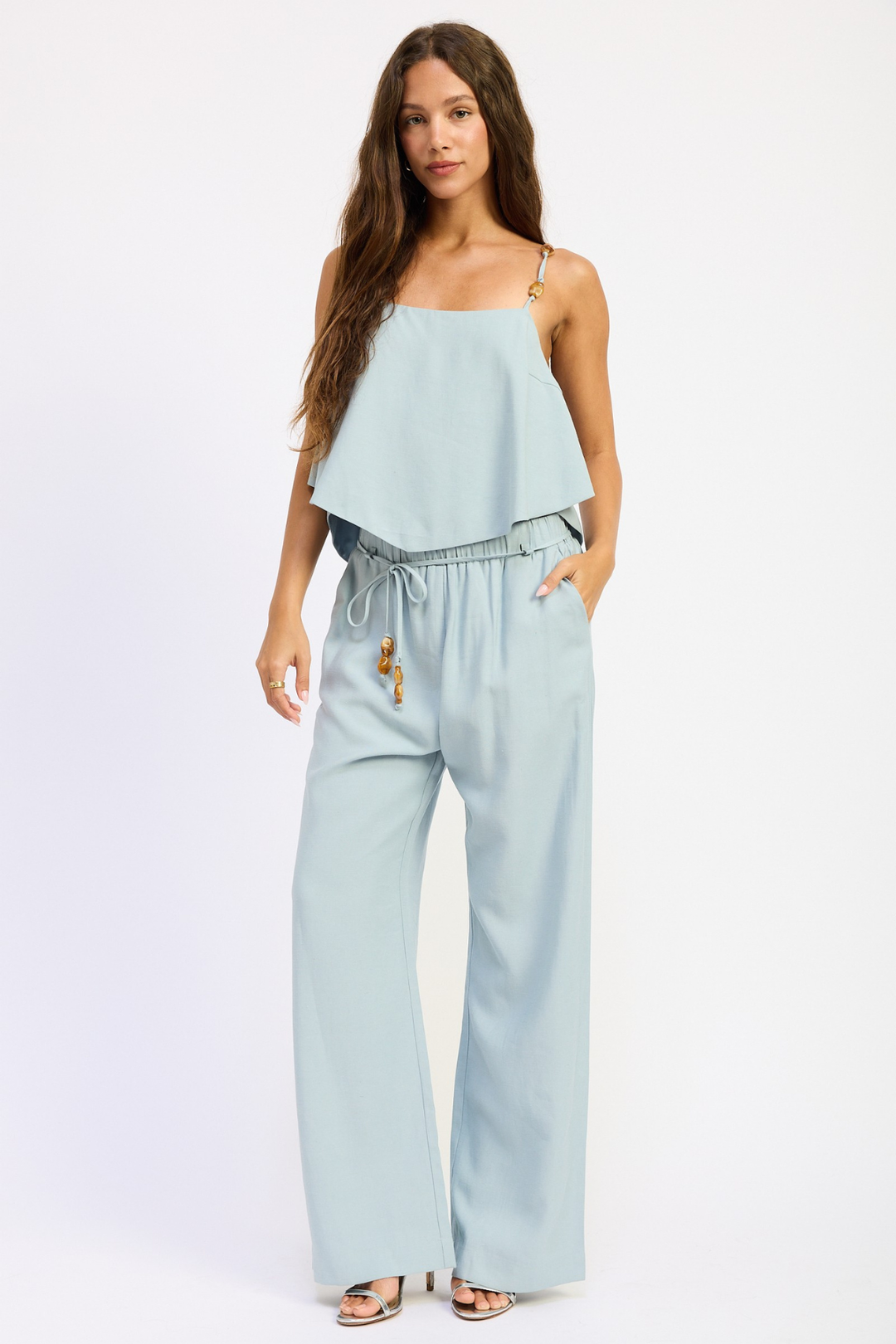 Blue Beaded Scarf Cami