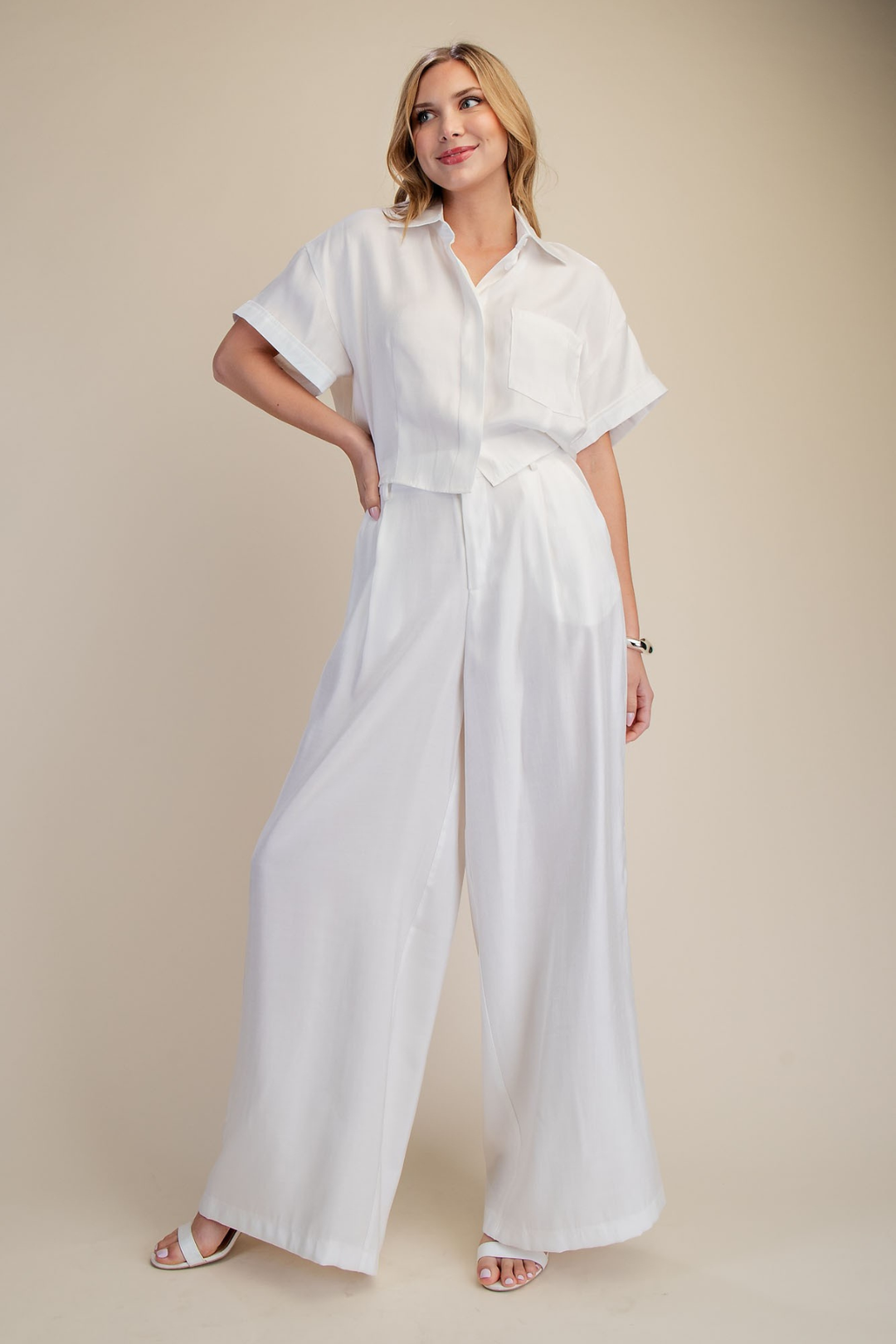 White Tailored Wide Pants