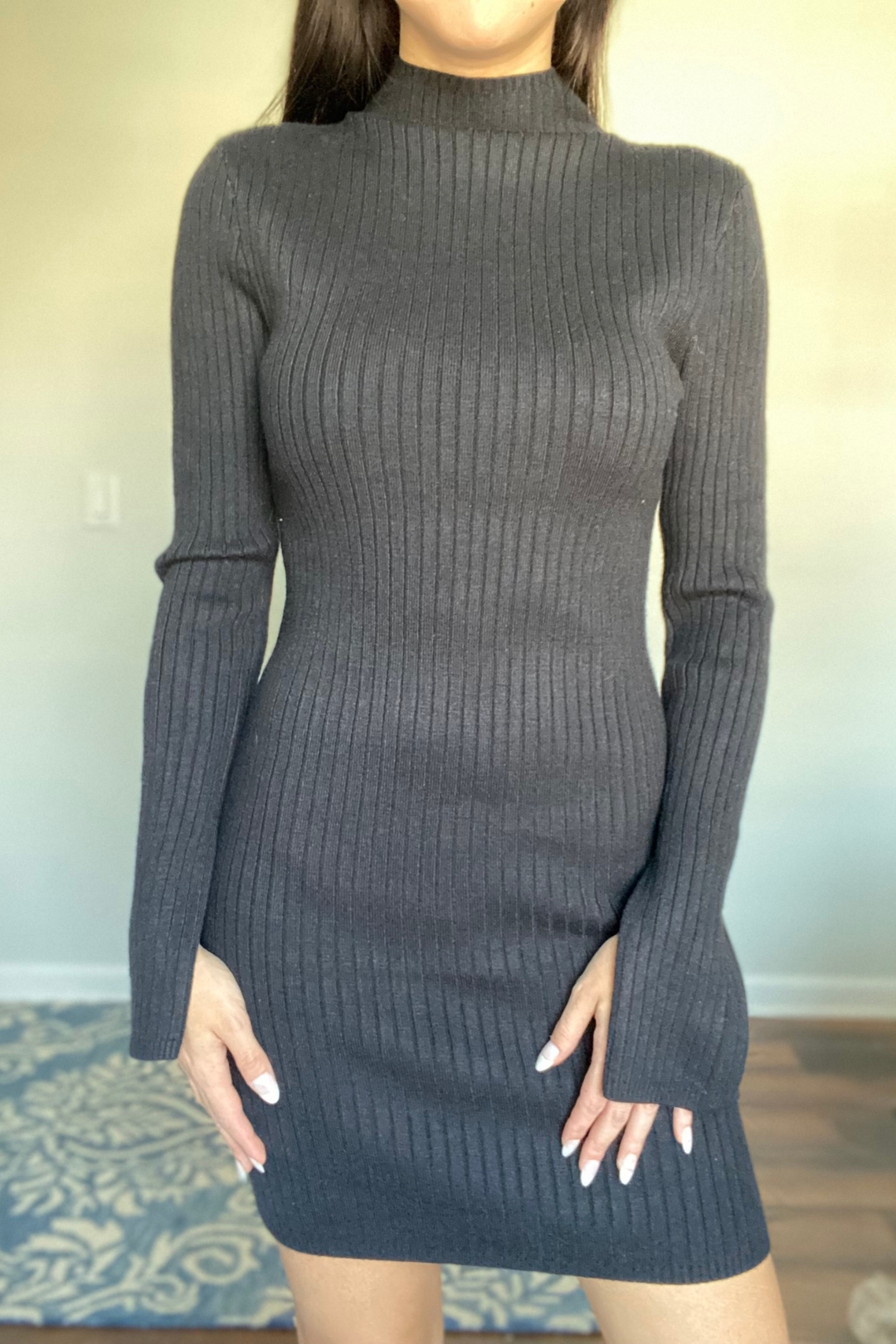 Liana Ribbed Sweater Mini Dress