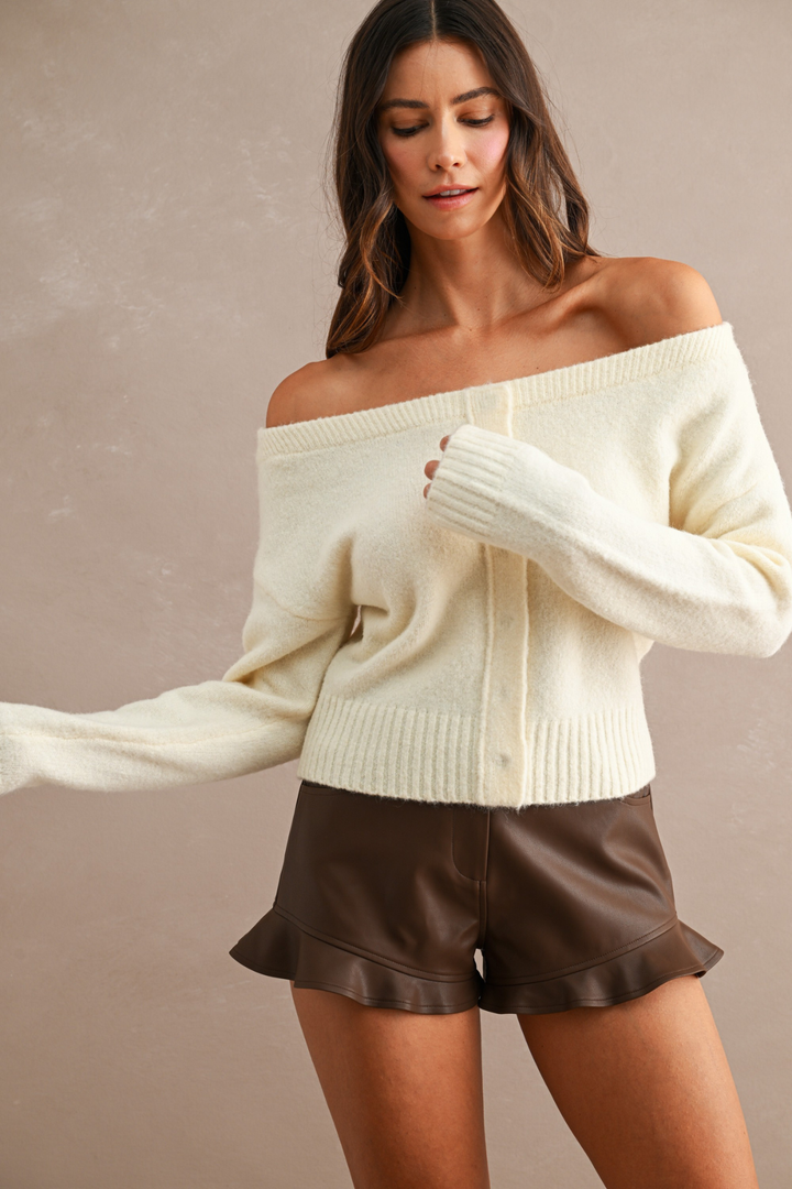 Off Shoulder Long Sleeves Sweater