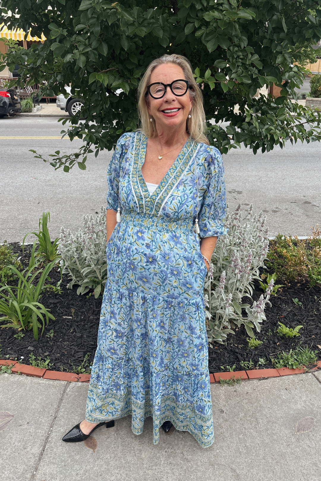 BLUE FLORAL MAXI DRESS