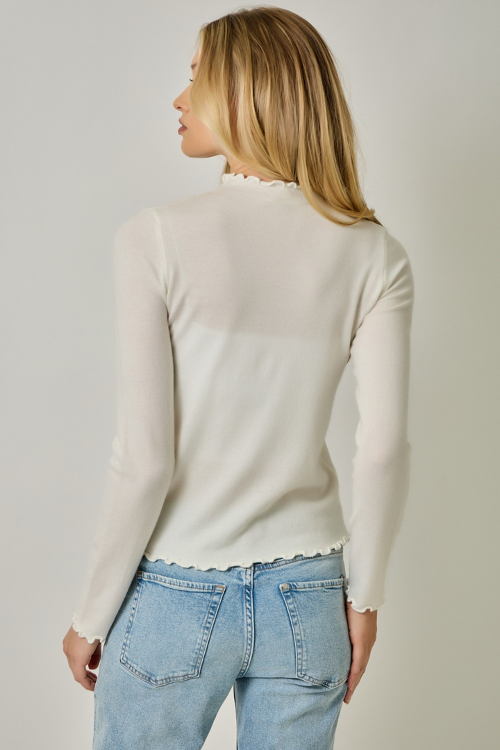 Cream Lettuce Edge Sweater