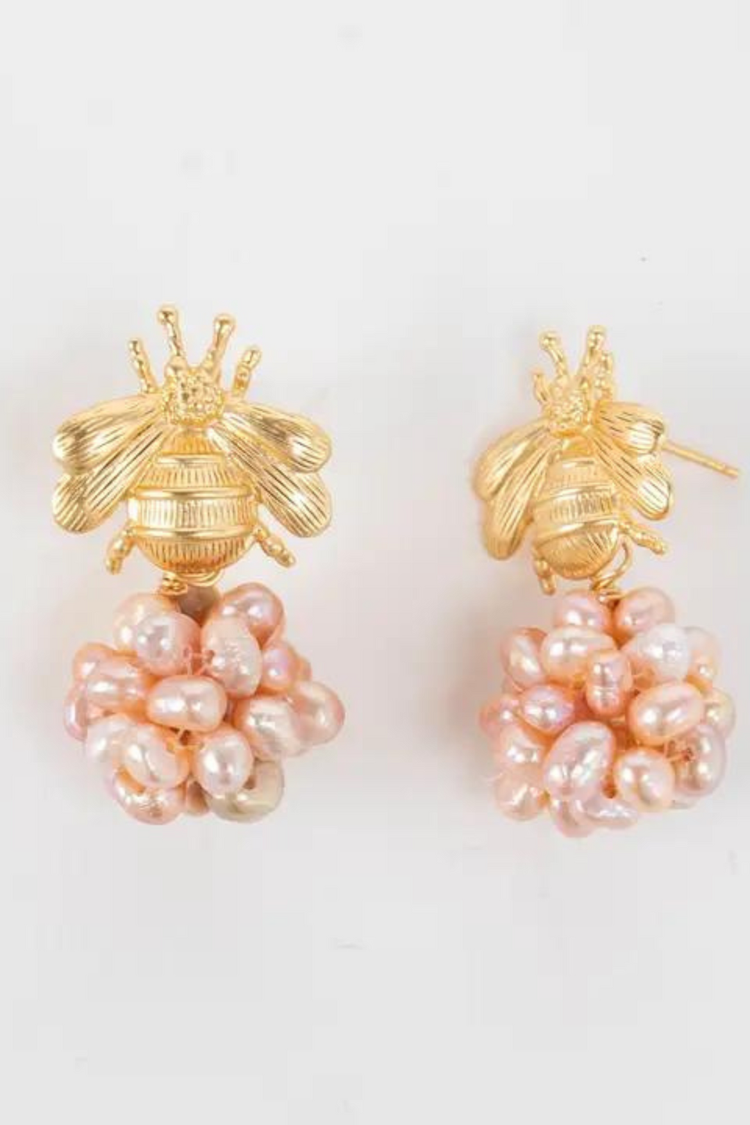 Bee Pearl Cluster Earrings- Blush