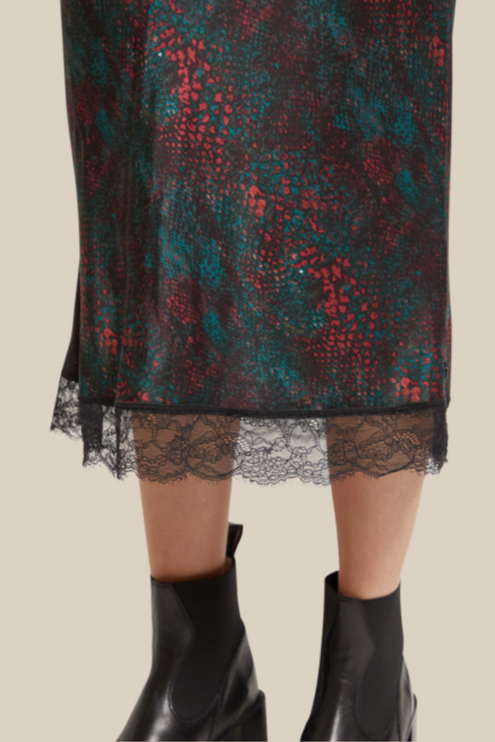 SCOTCH & SODA | Satin Midi Skirt Lace Detail