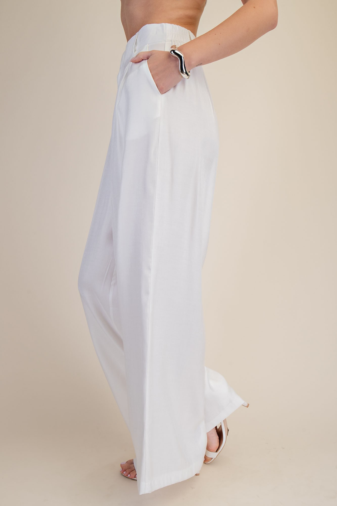 White Tailored Wide Pants