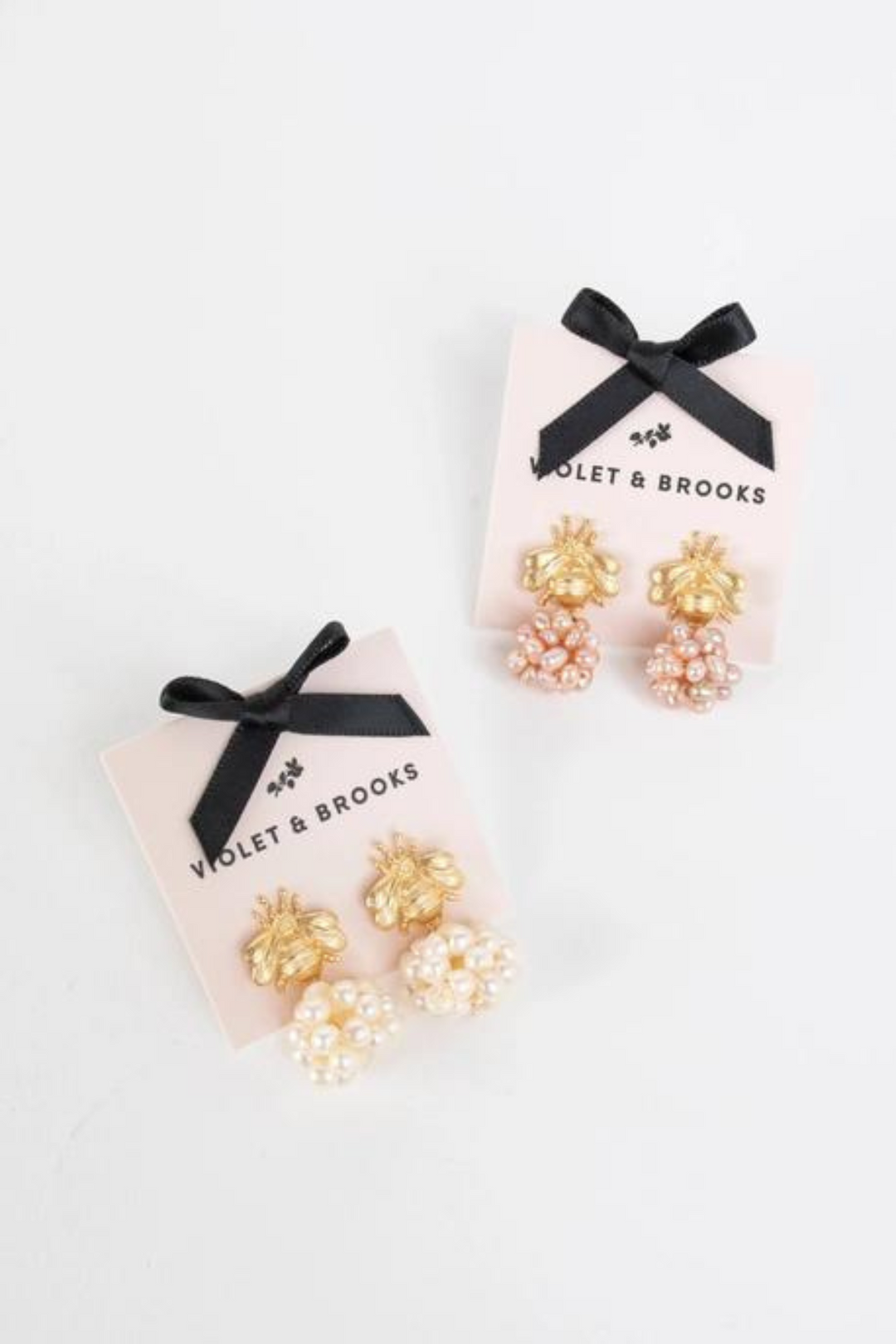 Bee Pearl Cluster Earrings- White