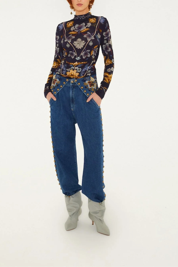 Farm Rio | Golden Nature Jersey Blouse