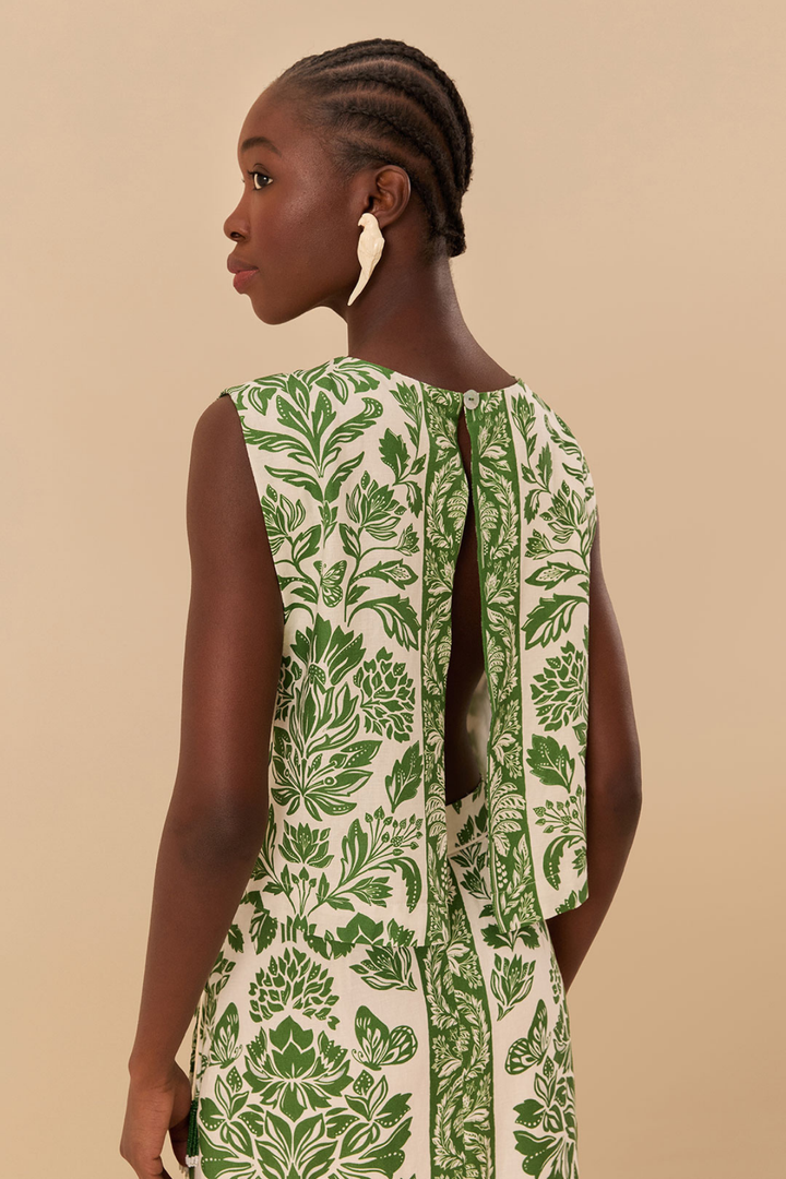 FARM RIO | DELICATE TAPESTRY GREEN BLOUSE