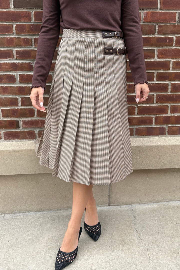 Houndstooth Midi Skirt