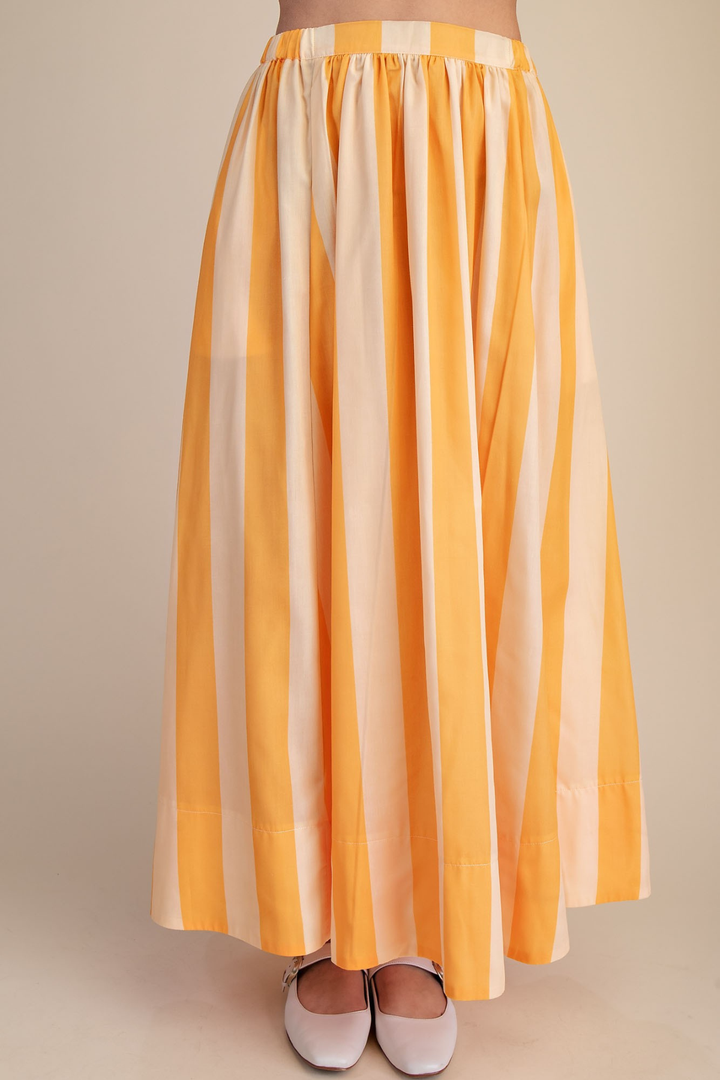 Yellow Stripe Flare Maxi Skirt