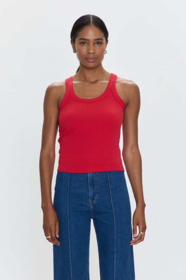 PISTOLA | Christy Curved Hem Tank- Ruby