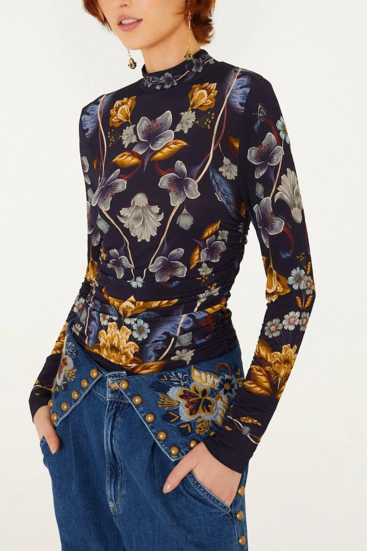 Farm Rio | Golden Nature Jersey Blouse