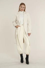 Faux Suede Wrap Trench