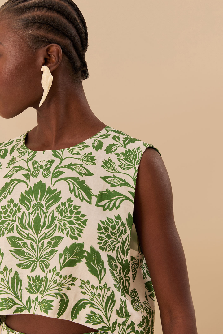 FARM RIO | DELICATE TAPESTRY GREEN BLOUSE