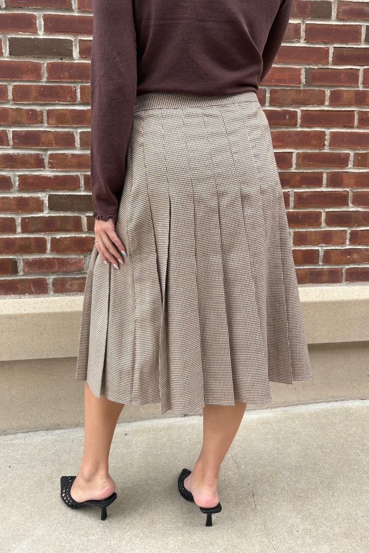 Houndstooth Midi Skirt