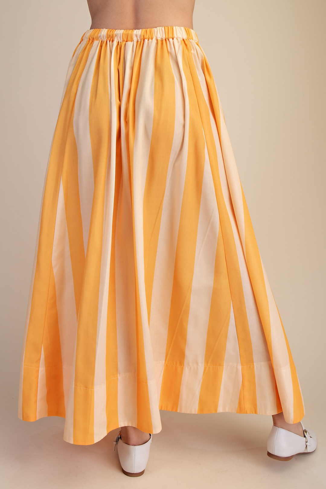 Yellow Stripe Flare Maxi Skirt