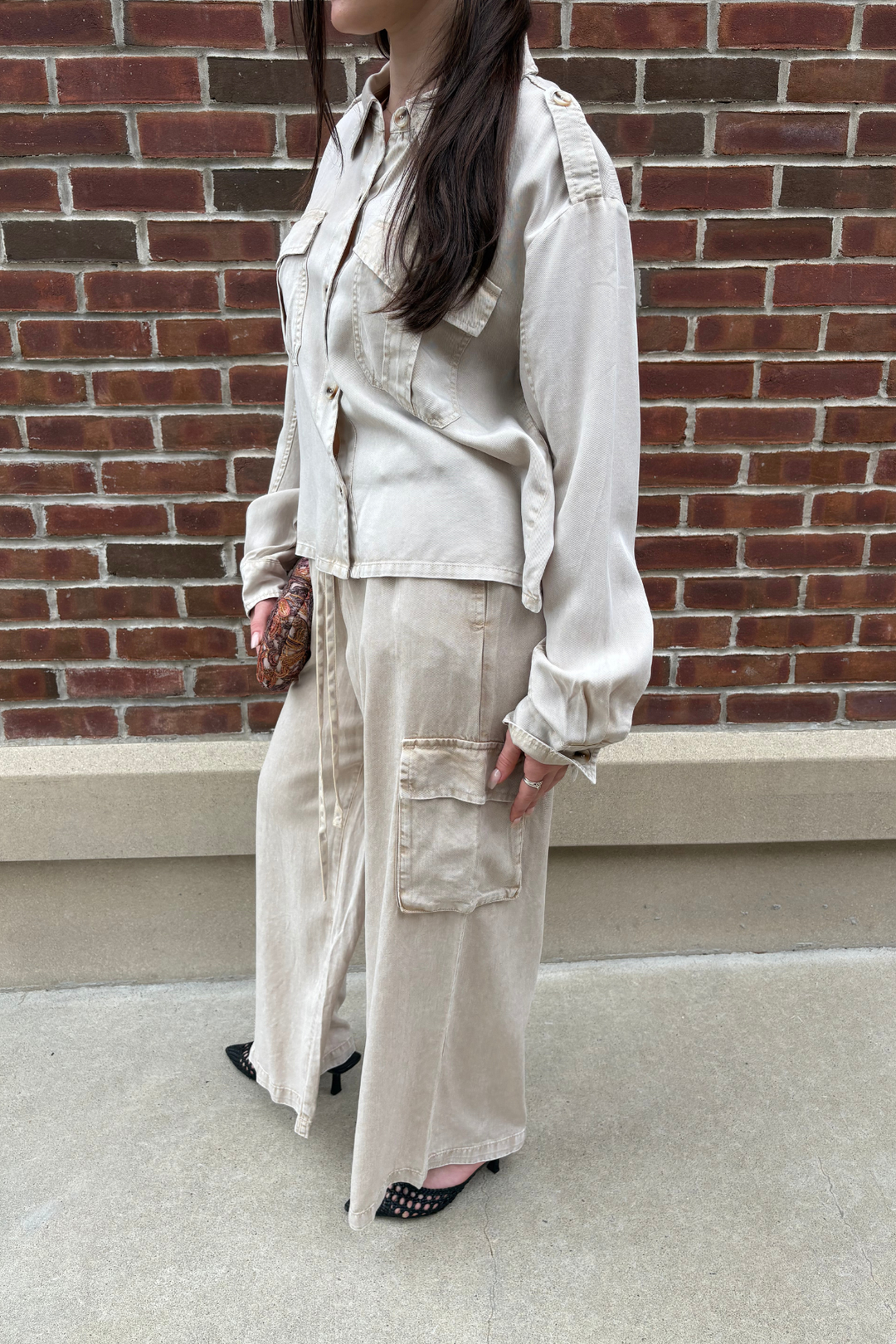 Washed Tencel Cargo Pants