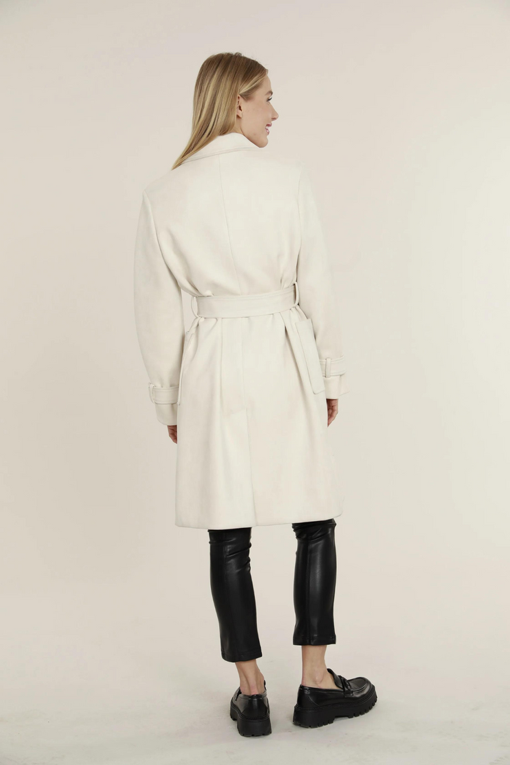 Faux Suede Wrap Trench