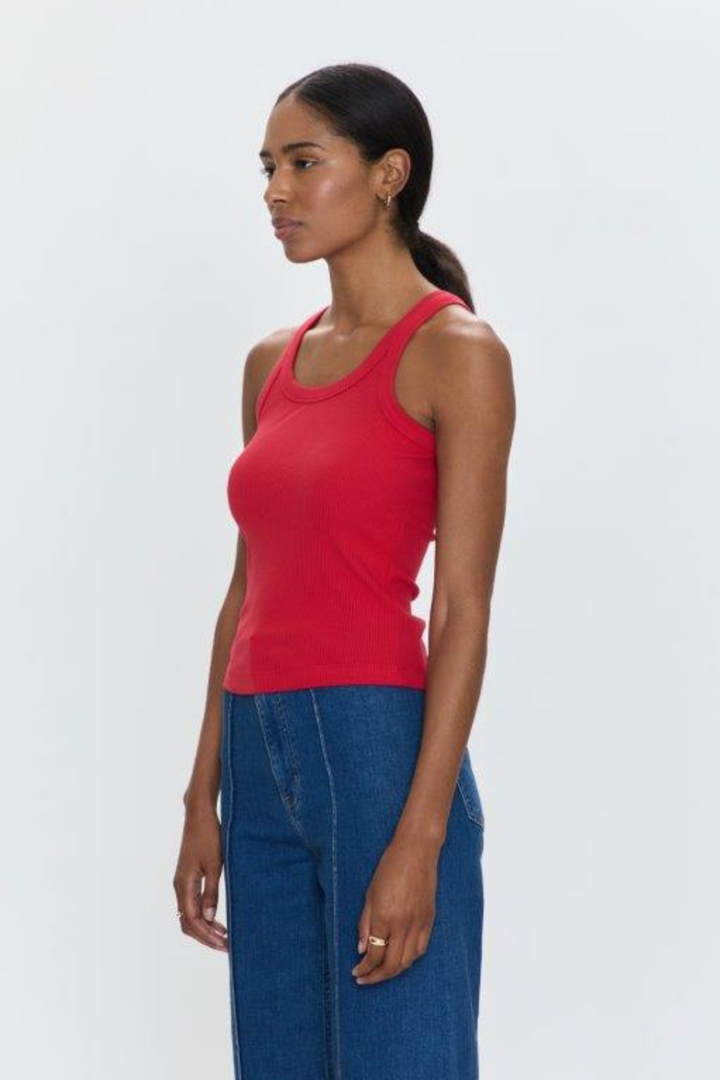 PISTOLA | Christy Curved Hem Tank- Ruby