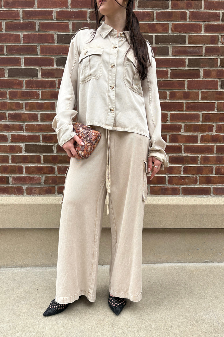 Washed Tencel Cargo Pants