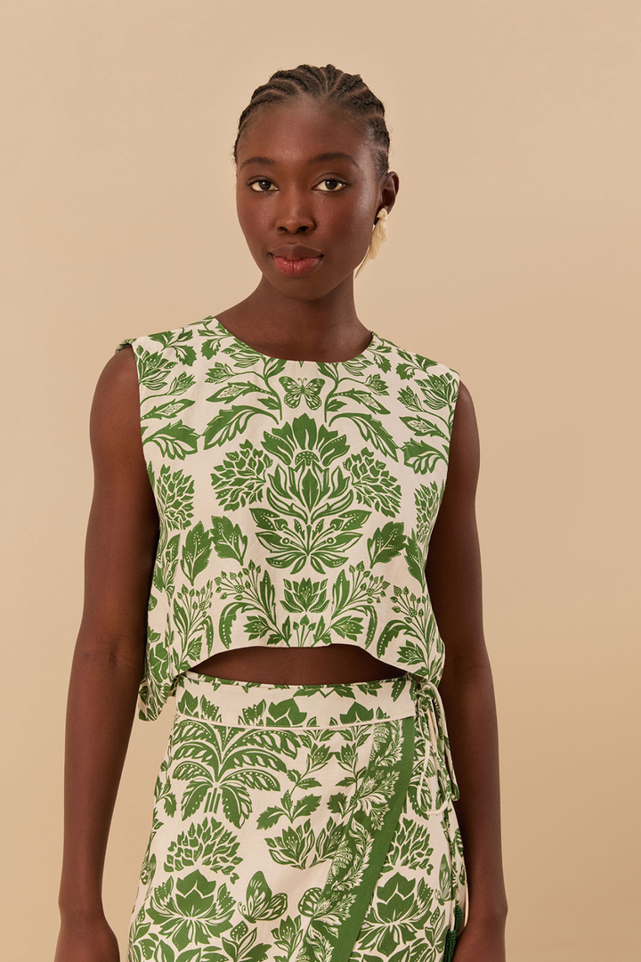 FARM RIO | DELICATE TAPESTRY GREEN BLOUSE