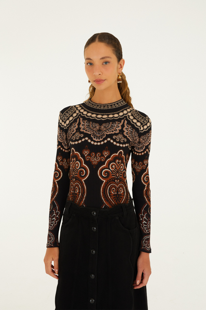 Farm Rio | Nicole Black Jersey Bodysuit