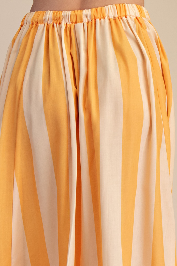 Yellow Stripe Flare Maxi Skirt