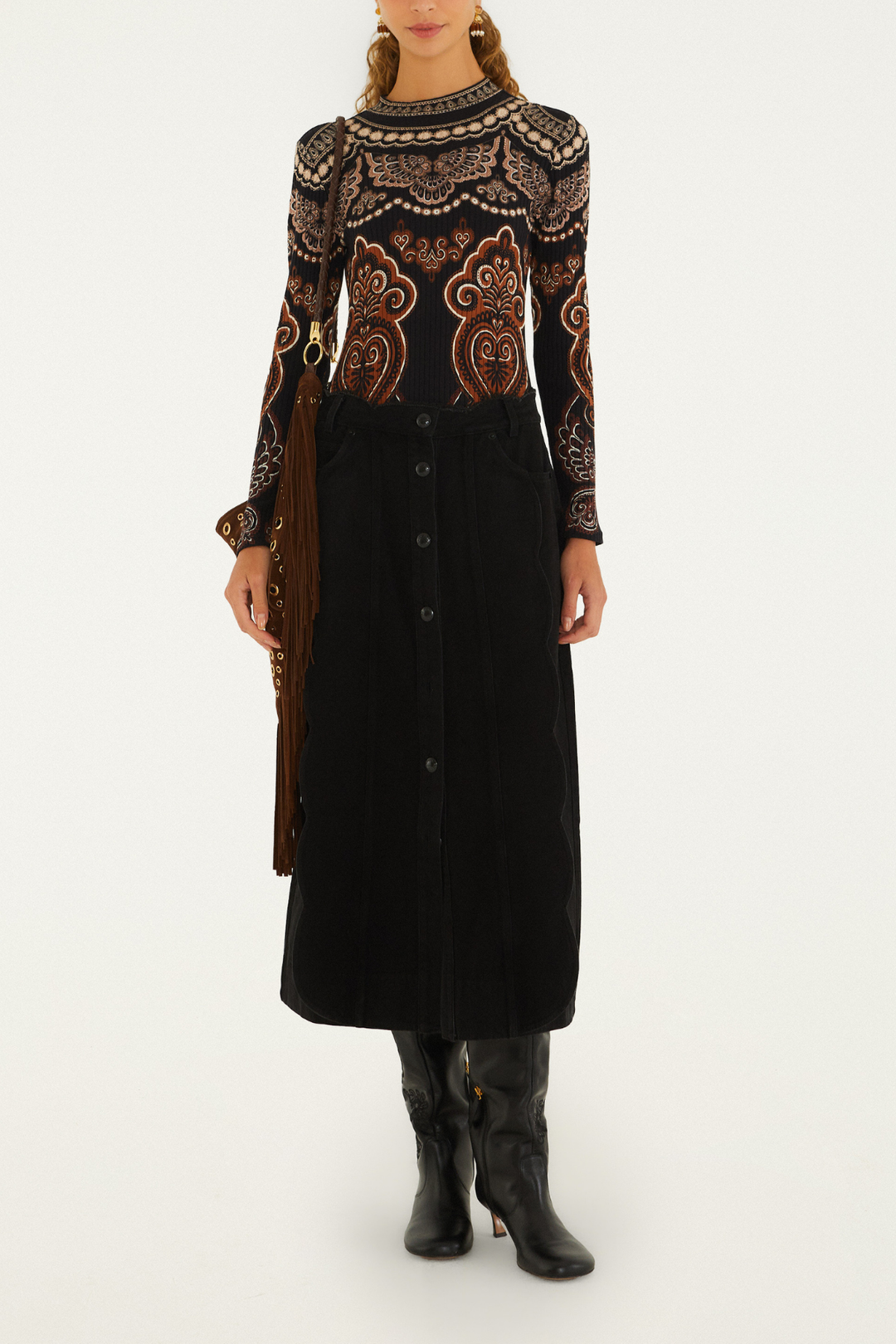 Farm Rio | Nicole Black Jersey Bodysuit