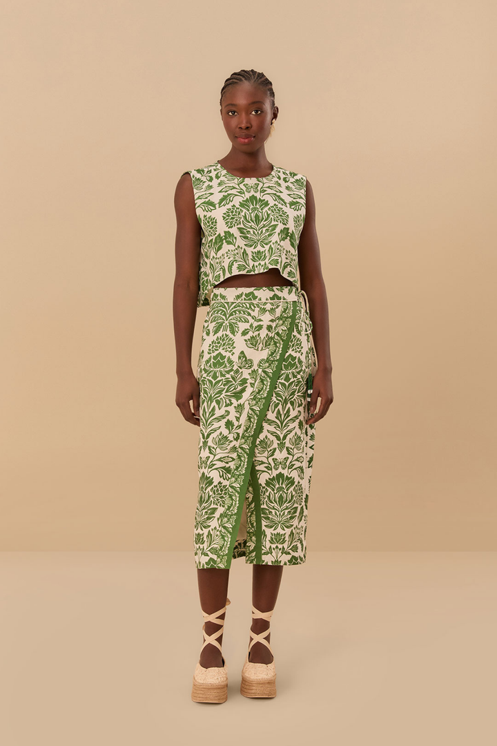 FARM RIO | DELICATE TAPESTRY GREEN BLOUSE