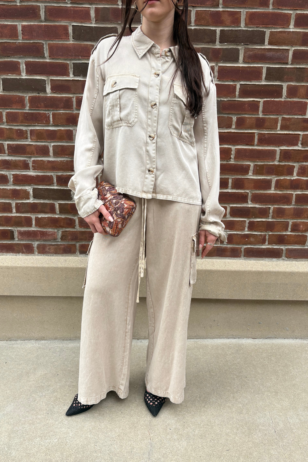 Washed Tencel Cargo Pants