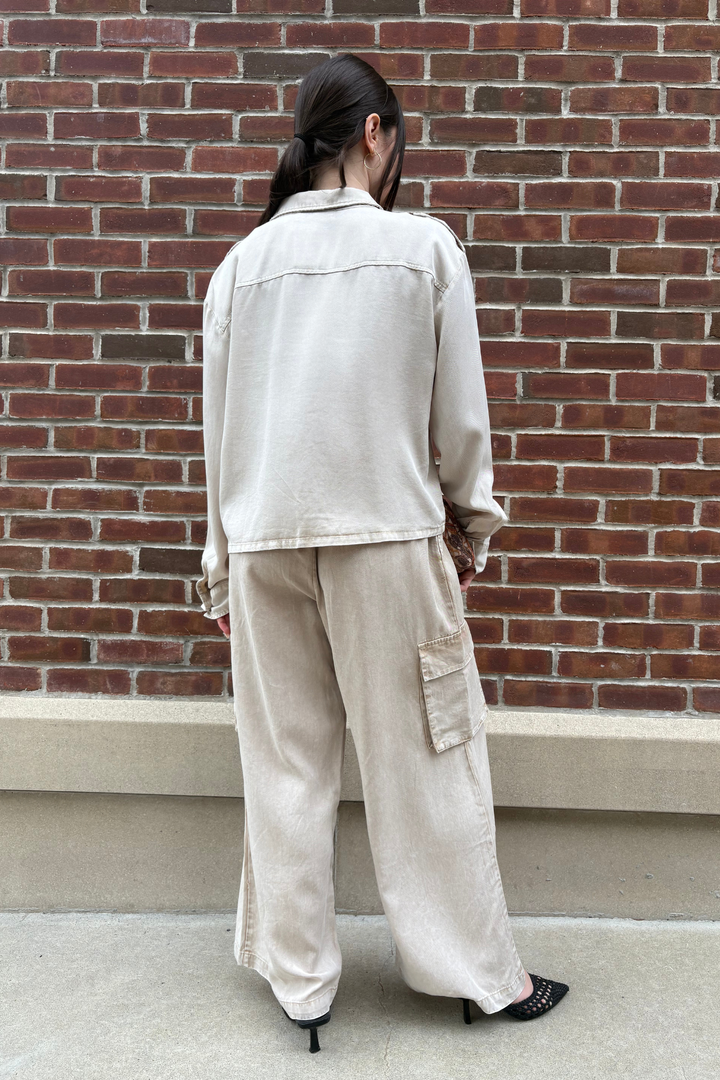 Washed Tencel Cargo Pants