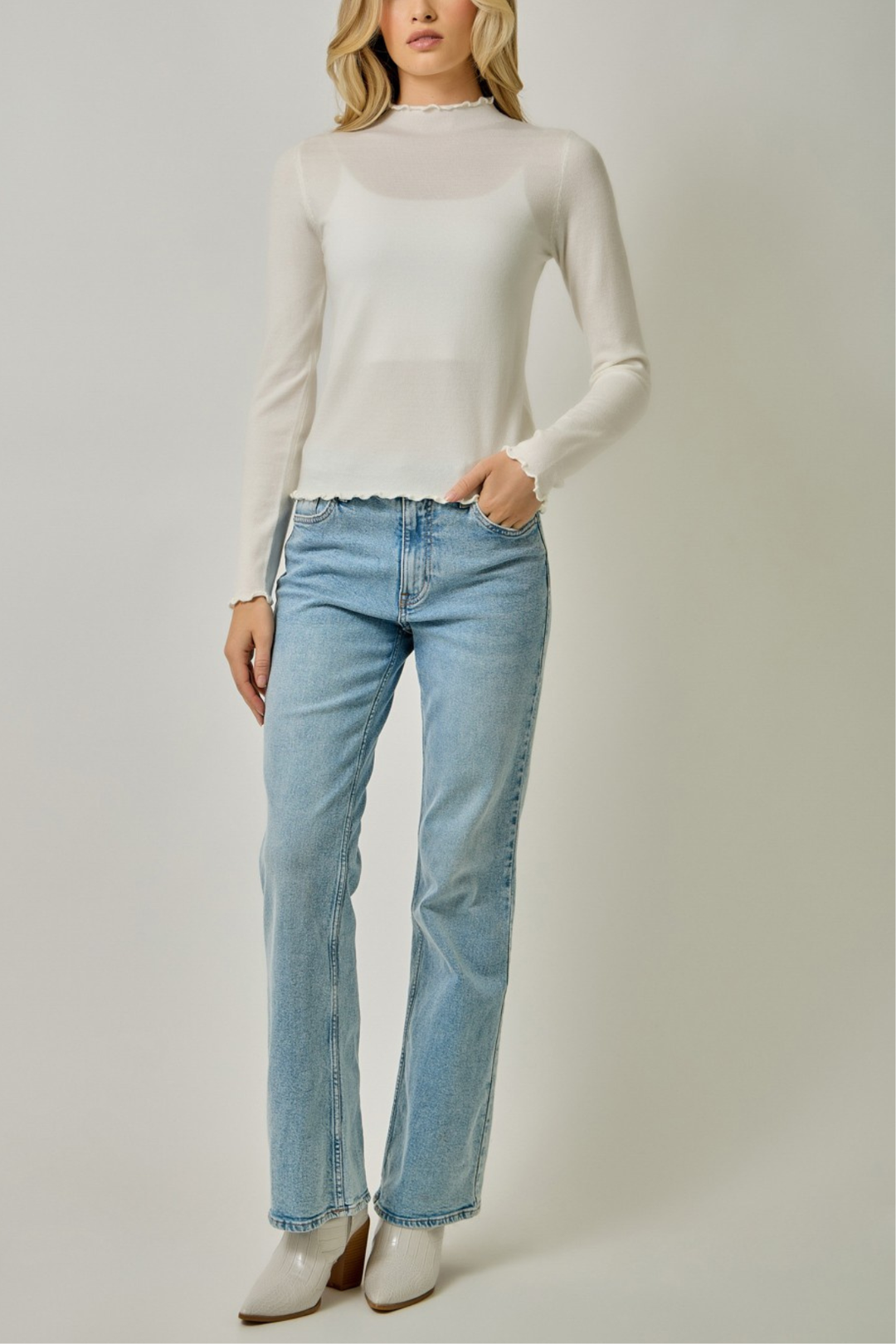 Cream Lettuce Edge Sweater
