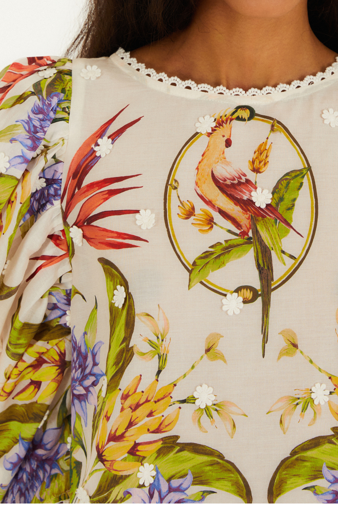 FARM RIO | TROPICAL SCARF GREEN BLOUSE