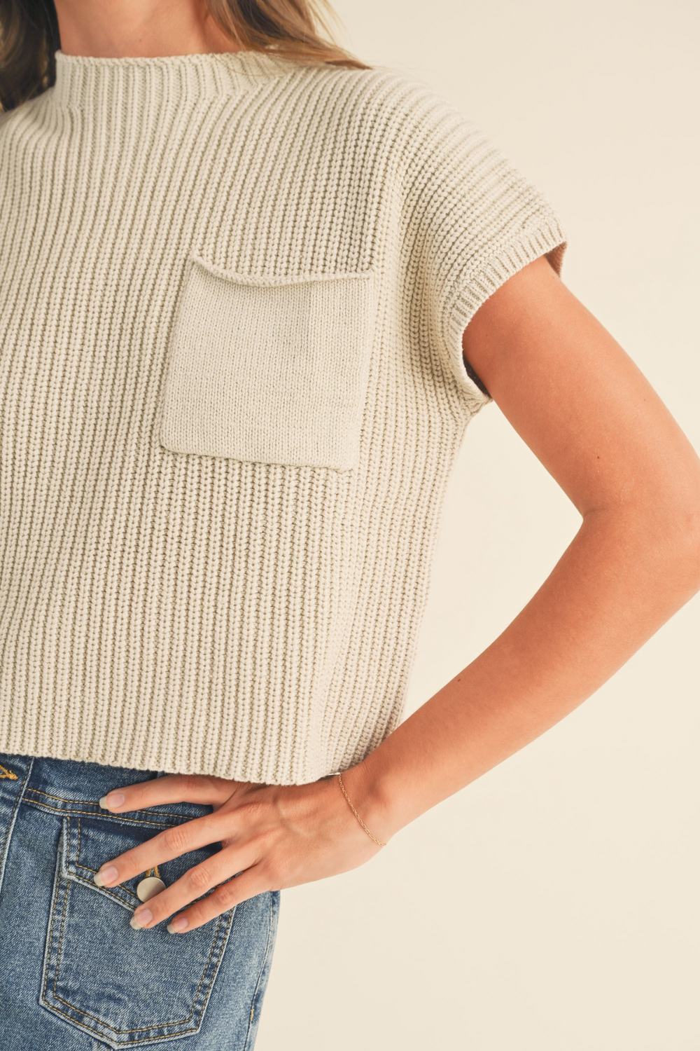 High neck sweater knit top
